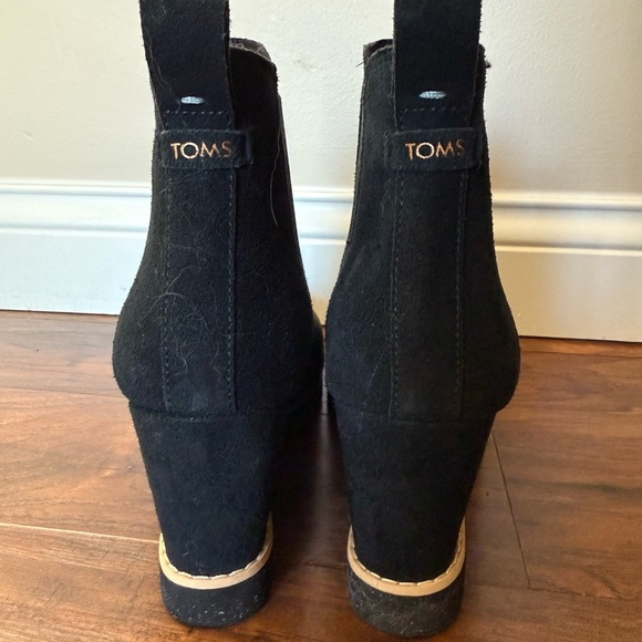 Toms Sutton Black Wedge Ankle Boots-Like New-Size 11 - Picture 5 of 14